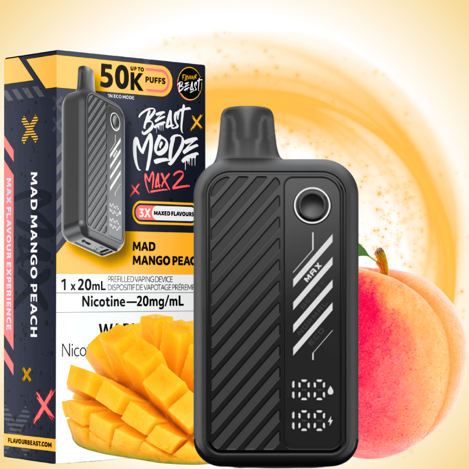 Flavour Beast Max 2 Disposable Vape-Mad Mango Peach 20mg / 50000 Puffs Morden Vape SuperStore and Cannabis Manitoba Canada