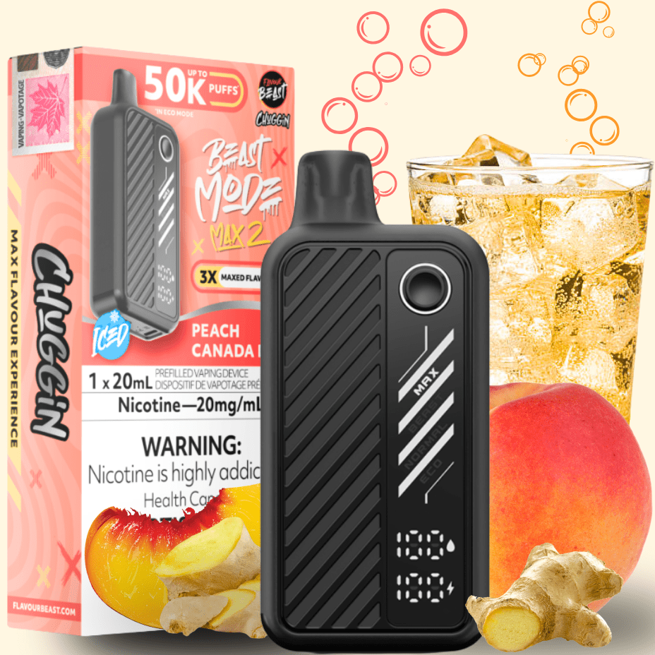Flavour Beast Max 2 Disposable Vape-Peach Canada D ICED 50000 Puffs / 20mg Morden Vape SuperStore and Cannabis Manitoba Canada