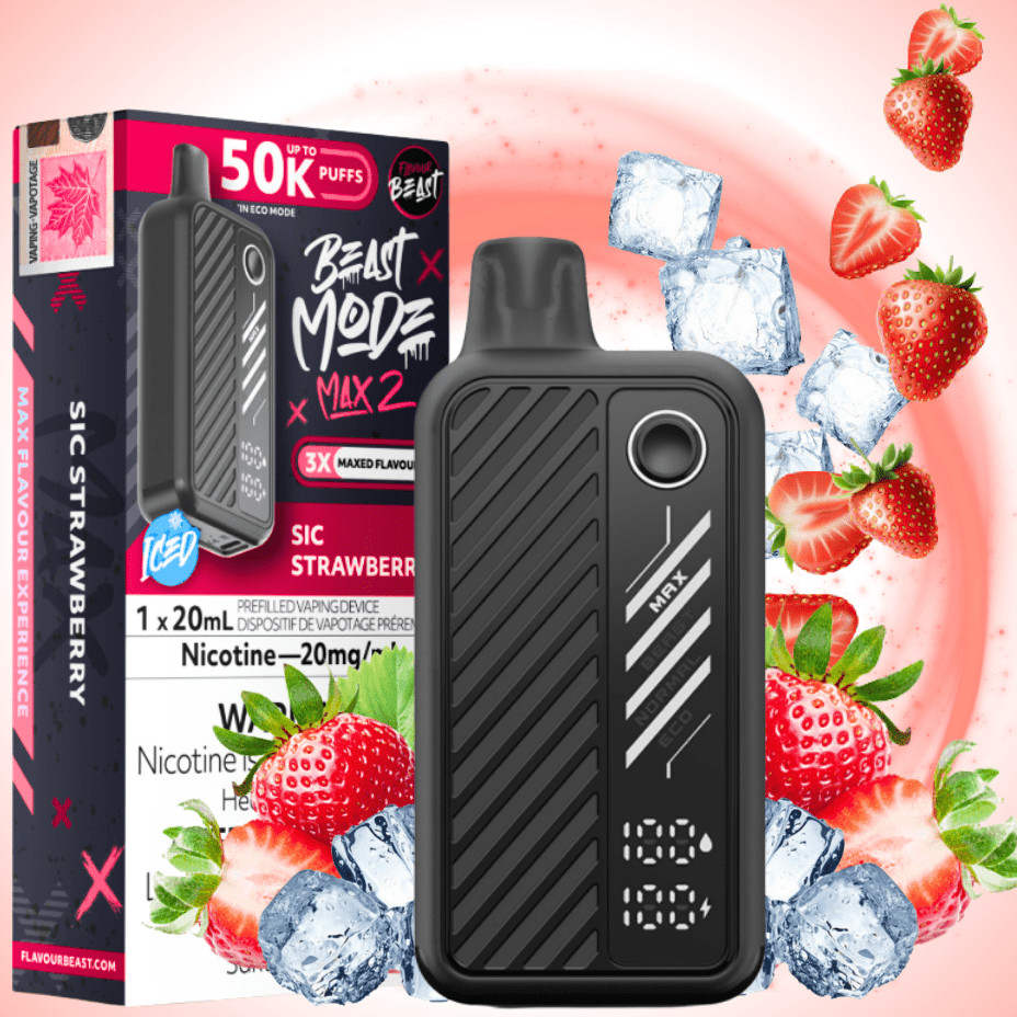 Flavour Beast Max 2 Disposable Vape-Sic Strawberry ICED 20mg / 50000 Puffs Morden Vape SuperStore and Cannabis Manitoba Canada