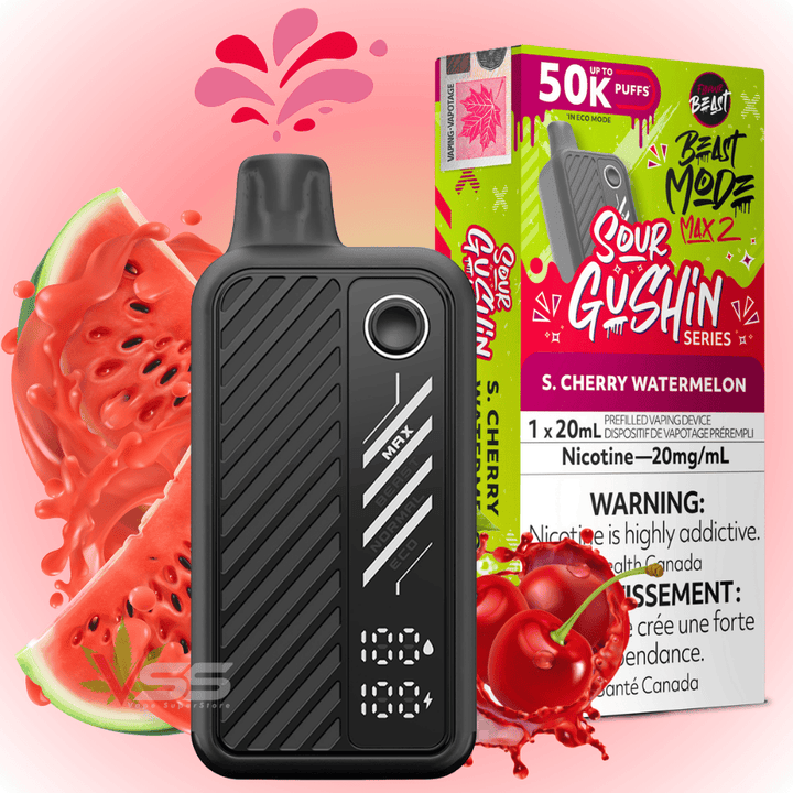 Flavour Beast Mode Max 2 50k Disposable Vape Gushin S. Cherry Watermelon Morden Vape SuperStore and Cannabis Manitoba Canada