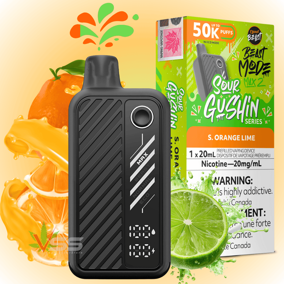 Flavour Beast Mode Max 2 50k Disposable Vape Gushin S. Orange Lime Morden Vape SuperStore and Cannabis Manitoba Canada
