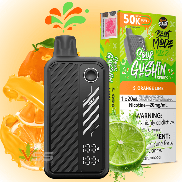 Flavour Beast Mode Max 2 50k Disposable Vape Gushin S. Orange Lime Morden Vape SuperStore and Cannabis Manitoba Canada