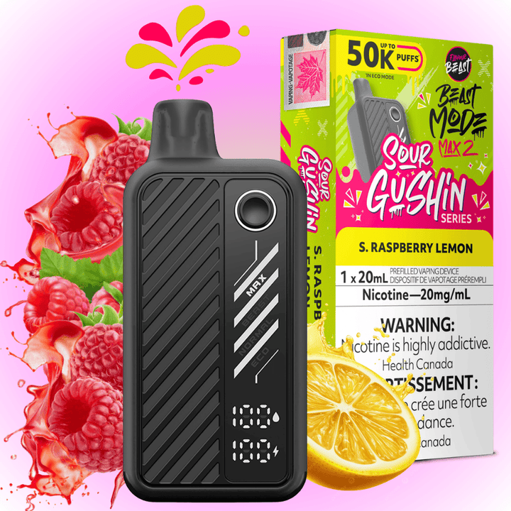 Flavour Beast Mode Max 2 50k Disposable Vape Gushin S. Raspberry Lemon Morden Vape SuperStore and Cannabis Manitoba Canada