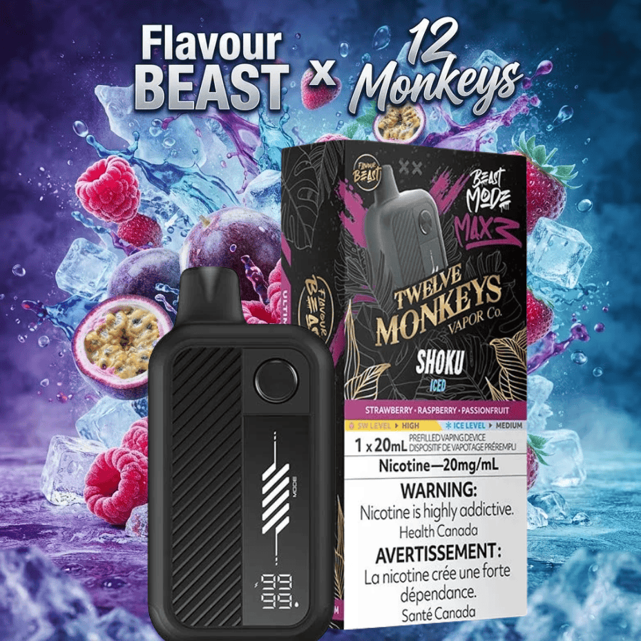 Flavour Beast Mode Max 3 60K Disposable Vape - 12 Monkey-Shoku Iced 60000 Puffs / 20mg Morden Vape SuperStore and Cannabis Manitoba Canada