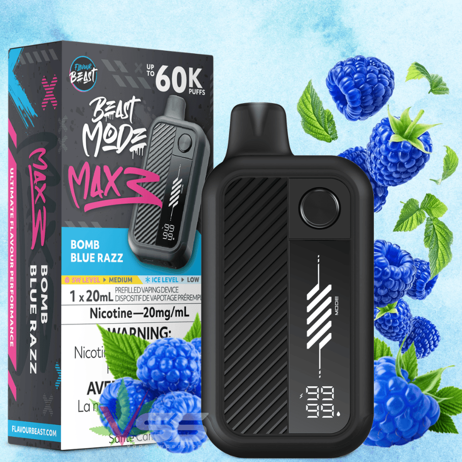 Flavour Beast Mode Max 3 60K Disposable Vape - Bomb Blue Razz 60000 Puffs / 20mg Morden Vape SuperStore and Cannabis Manitoba Canada