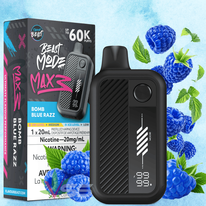 Flavour Beast Mode Max 3 60K Disposable Vape - Bomb Blue Razz 60000 Puffs / 20mg Morden Vape SuperStore and Cannabis Manitoba Canada