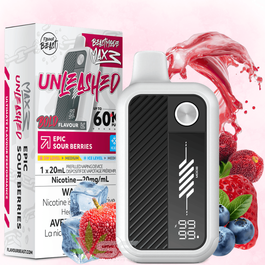 Flavour Beast Mode Max 3 60K Disposable Vape - Epic Sour Berries Ice 60000 Puffs / 20mg Morden Vape SuperStore and Cannabis Manitoba Canada