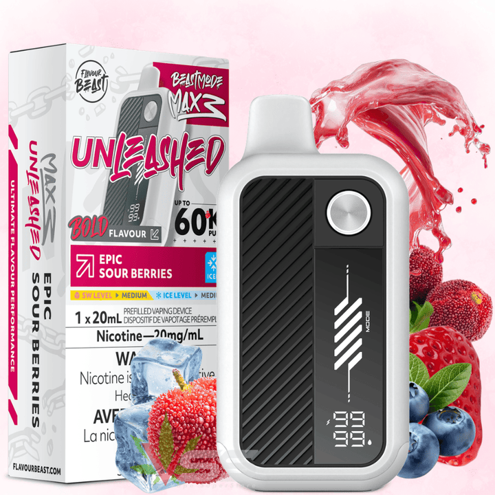 Flavour Beast Mode Max 3 60K Disposable Vape - Epic Sour Berries Ice 60000 Puffs / 20mg Morden Vape SuperStore and Cannabis Manitoba Canada