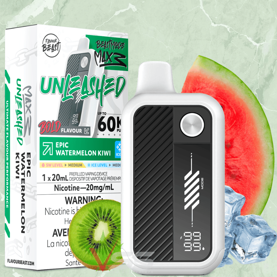 Flavour Beast Mode Max 3 60K Disposable Vape - Epic Watermelon Kiwi Ice 60000 Puffs / 20mg Morden Vape SuperStore and Cannabis Manitoba Canada