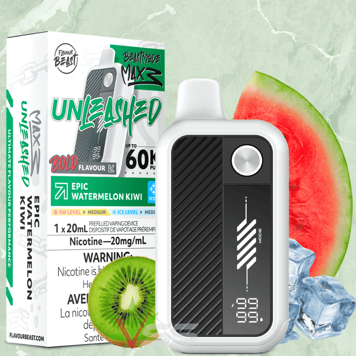 Flavour Beast Mode Max 3 60K Disposable Vape - Epic Watermelon Kiwi Ice 60000 Puffs / 20mg Morden Vape SuperStore and Cannabis Manitoba Canada