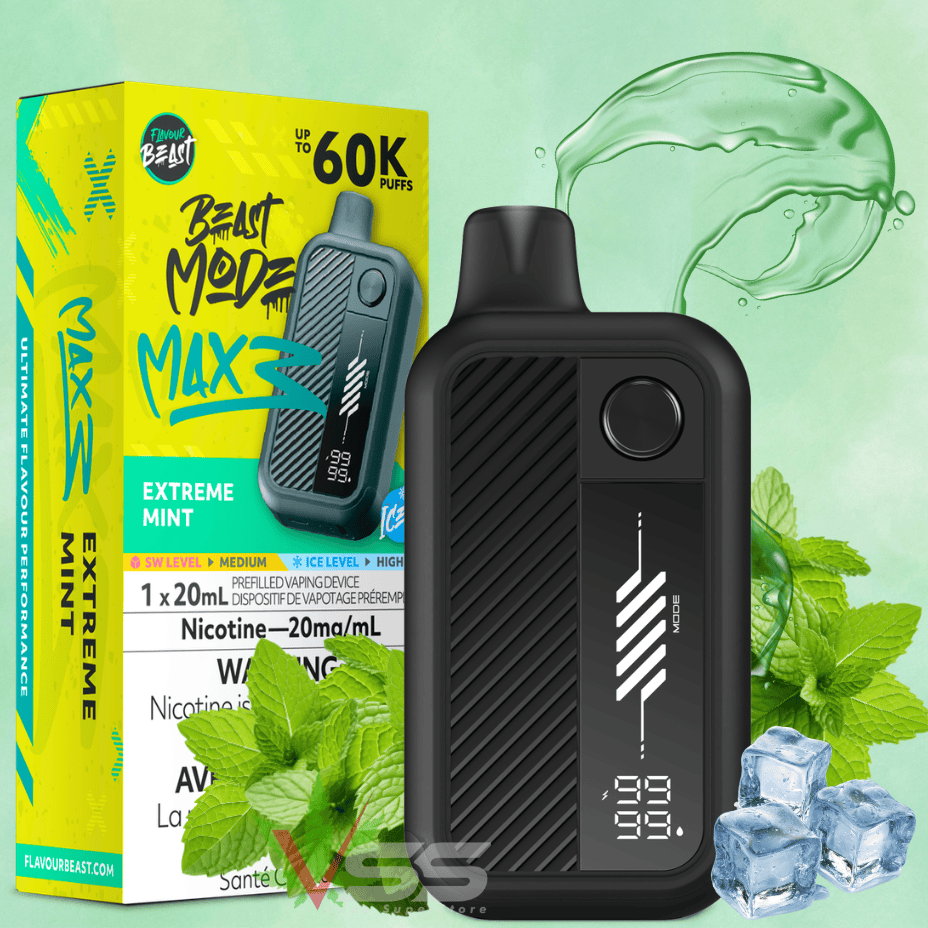 Flavour Beast Mode Max 3 60K Disposable Vape - Extreme Mint 60000 Puffs / 20mg Morden Vape SuperStore and Cannabis Manitoba Canada
