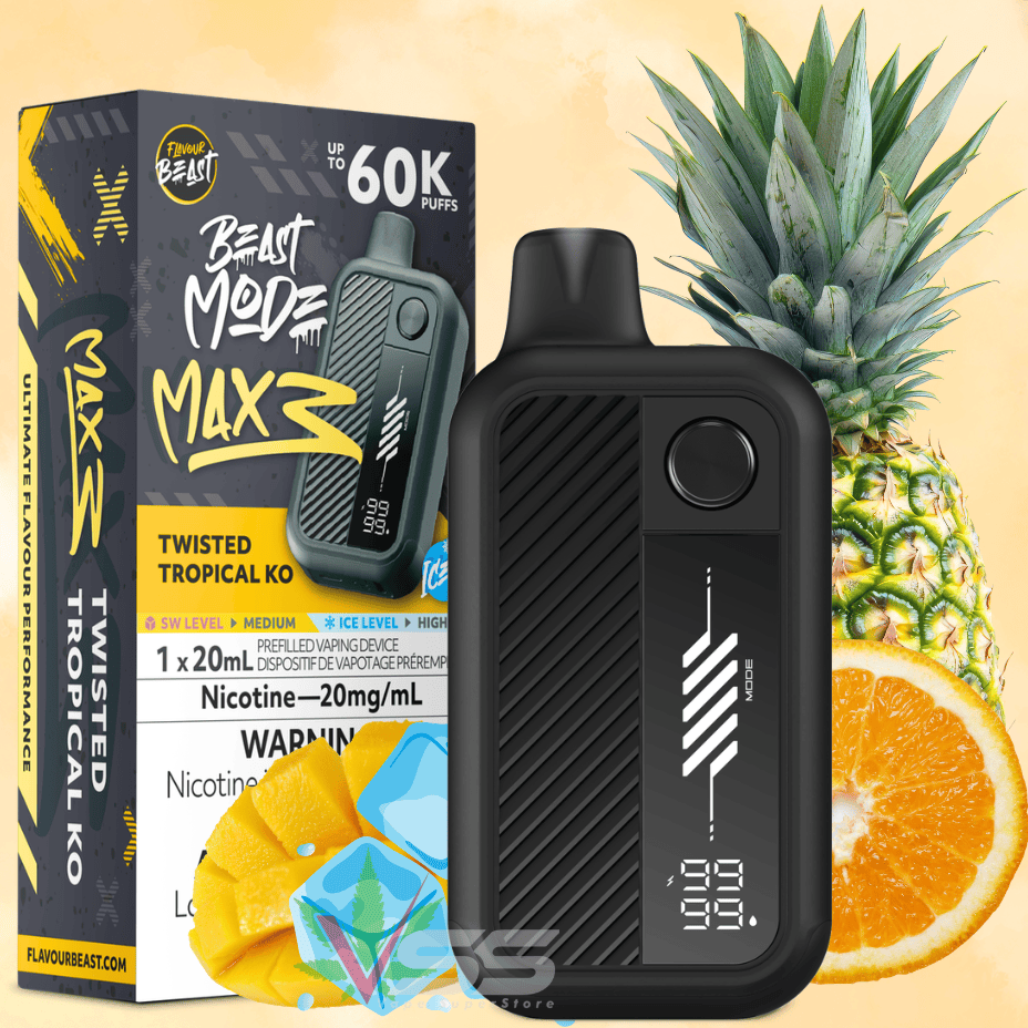 Flavour Beast Mode Max 3 60K Disposable Vape - Twisted Tropical KO Ice 60000 Puffs / 20mg Morden Vape SuperStore and Cannabis Manitoba Canada