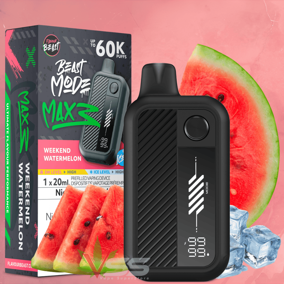 Flavour Beast Mode Max 3 60K Disposable Vape - Weekend Watermelon Ice 60000 Puffs / 20mg Morden Vape SuperStore and Cannabis Manitoba Canada