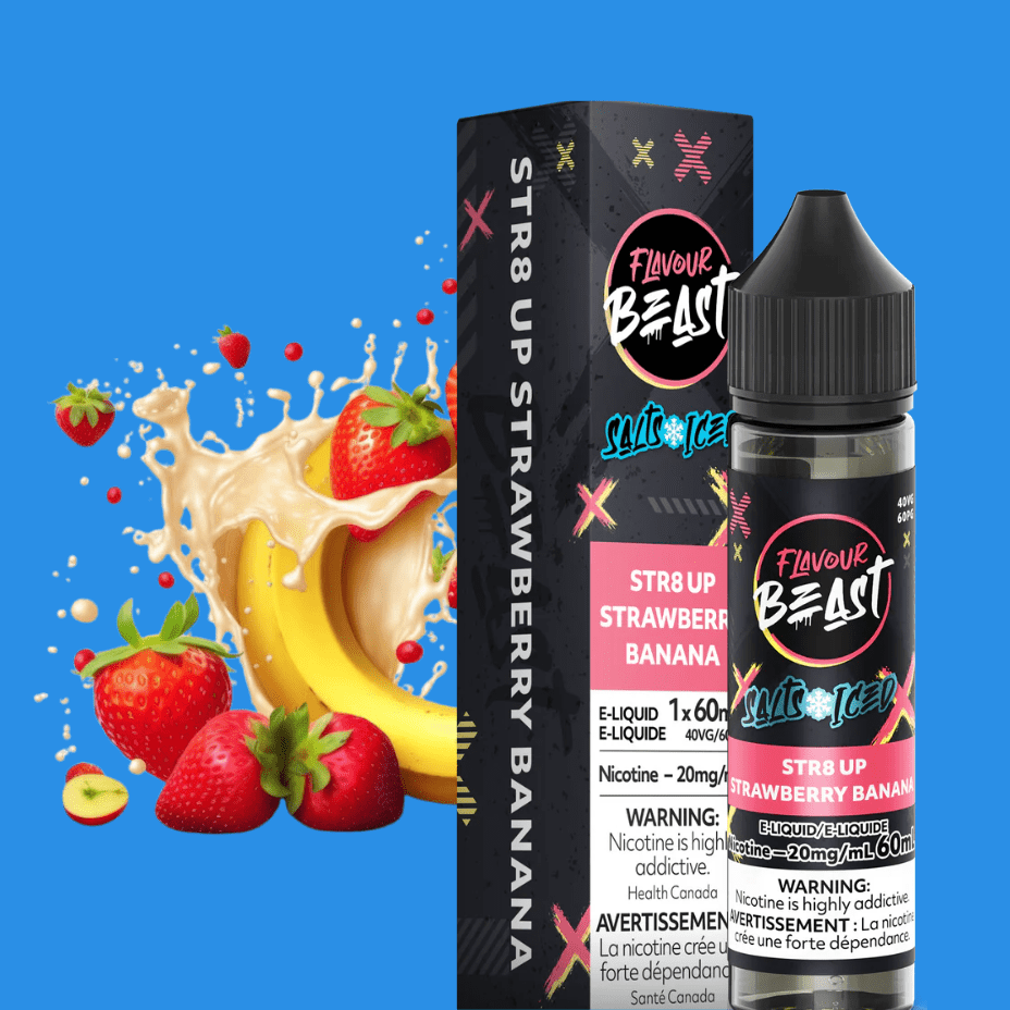 Flavour Beast Salt-STR8up Strawberry Banana ICED-60ml 60mL / 20mg Morden Vape SuperStore and Cannabis Manitoba Canada