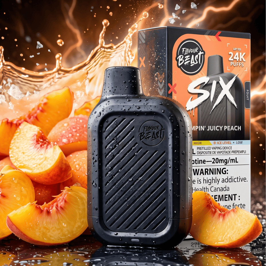 Flavour Beast SIX 24K Disposable Vape - Jumpin' Juicy Peach 24000 Puffs / 20mg Morden Vape SuperStore and Cannabis Manitoba Canada