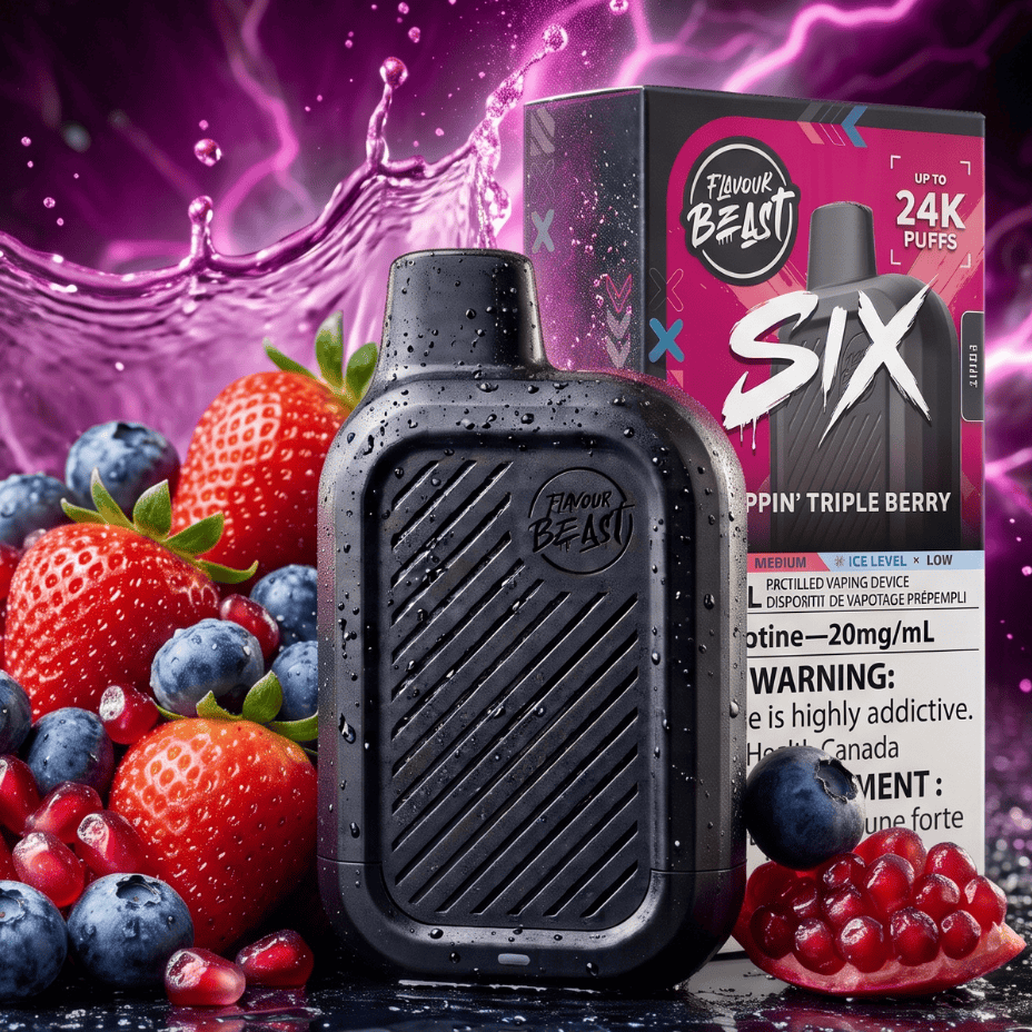 Flavour Beast SIX 24K Disposable Vape - Trippin' Triple Berry 24000 Puffs / 20mg Morden Vape SuperStore and Cannabis Manitoba Canada