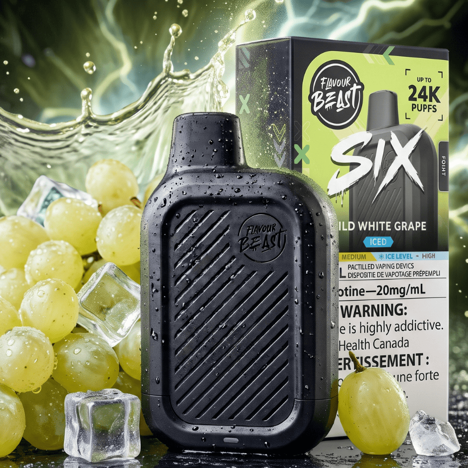 Flavour Beast SIX 24K Disposable Vape - Wild White Grape Iced 24000 Puffs / 20mg Morden Vape SuperStore and Cannabis Manitoba Canada