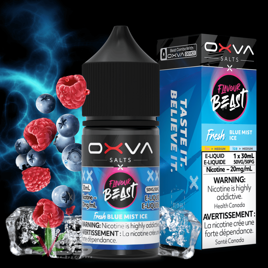 Flavour Beast x OXVA E-Liquid - Fresh Blue Mist Ice Salt 30mL / 20mg Morden Vape SuperStore and Cannabis Manitoba Canada