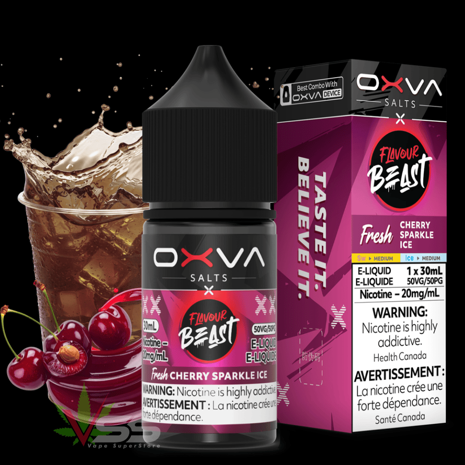 Flavour Beast x OXVA E-Liquid - Fresh Cherry Sparkle Ice Salt 30mL / 20mg Morden Vape SuperStore and Cannabis Manitoba Canada