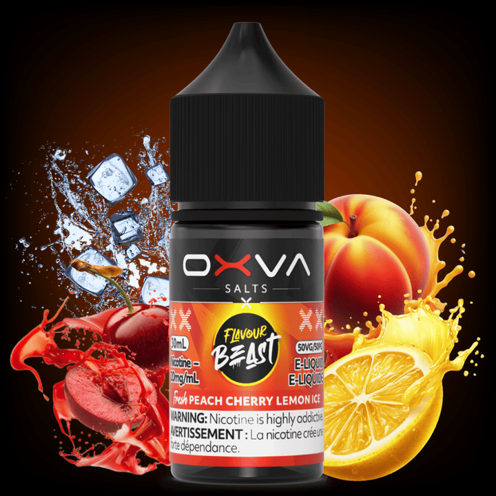 Flavour Beast x OXVA E-Liquid - Fresh Peach Cherry Lemon Ice Salt 30mL / 20mg Morden Vape SuperStore and Cannabis Manitoba Canada