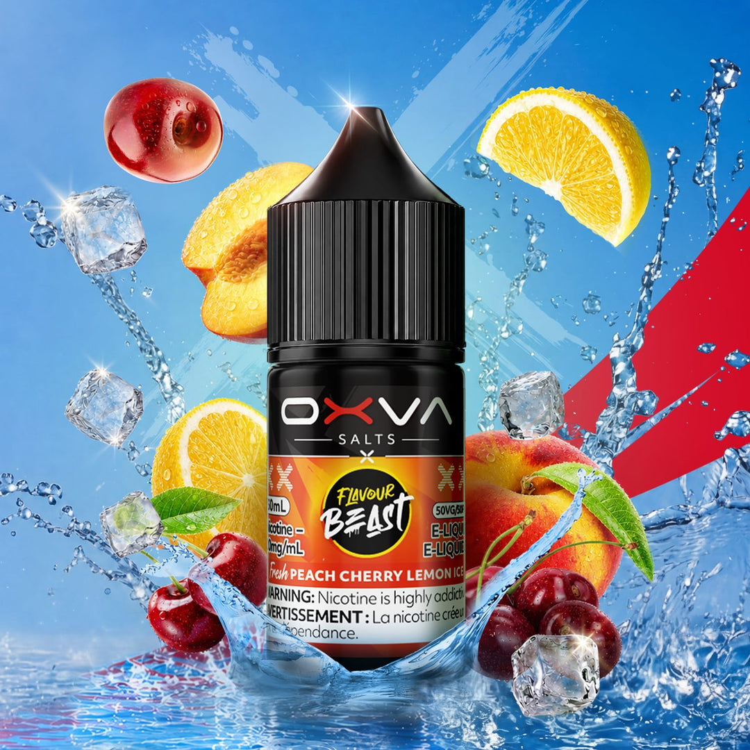 Flavour Beast x OXVA E-Liquid - Fresh Peach Cherry Lemon Ice Salt 30mL / 20mg Morden Vape SuperStore and Cannabis Manitoba Canada