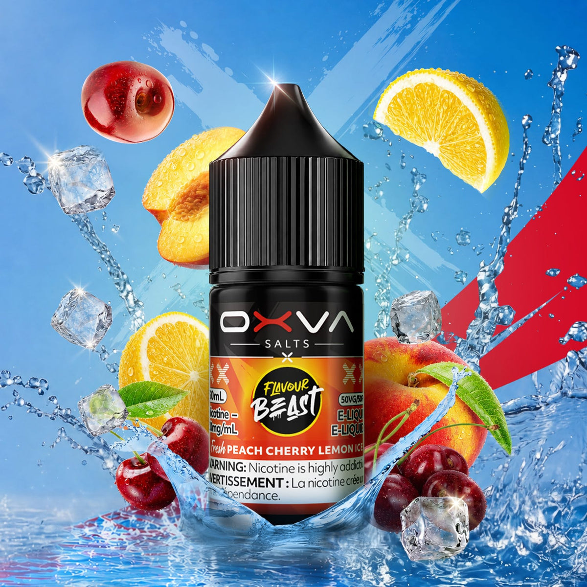 Flavour Beast x OXVA E-Liquid - Fresh Peach Cherry Lemon Ice Salt 30mL / 20mg Morden Vape SuperStore and Cannabis Manitoba Canada
