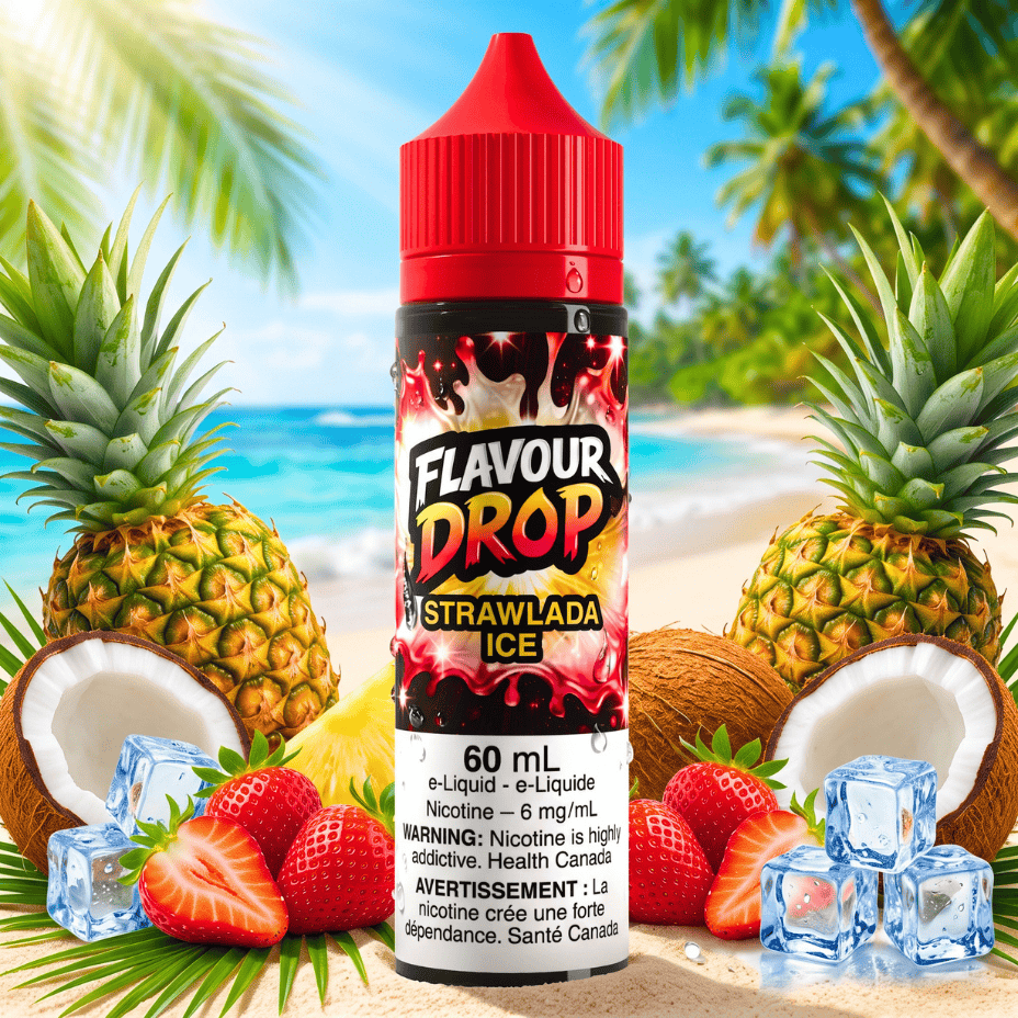 Flavour Drop E-Liquid - Strawlada Ice 60ml / 3mg Morden Vape SuperStore and Cannabis Manitoba Canada
