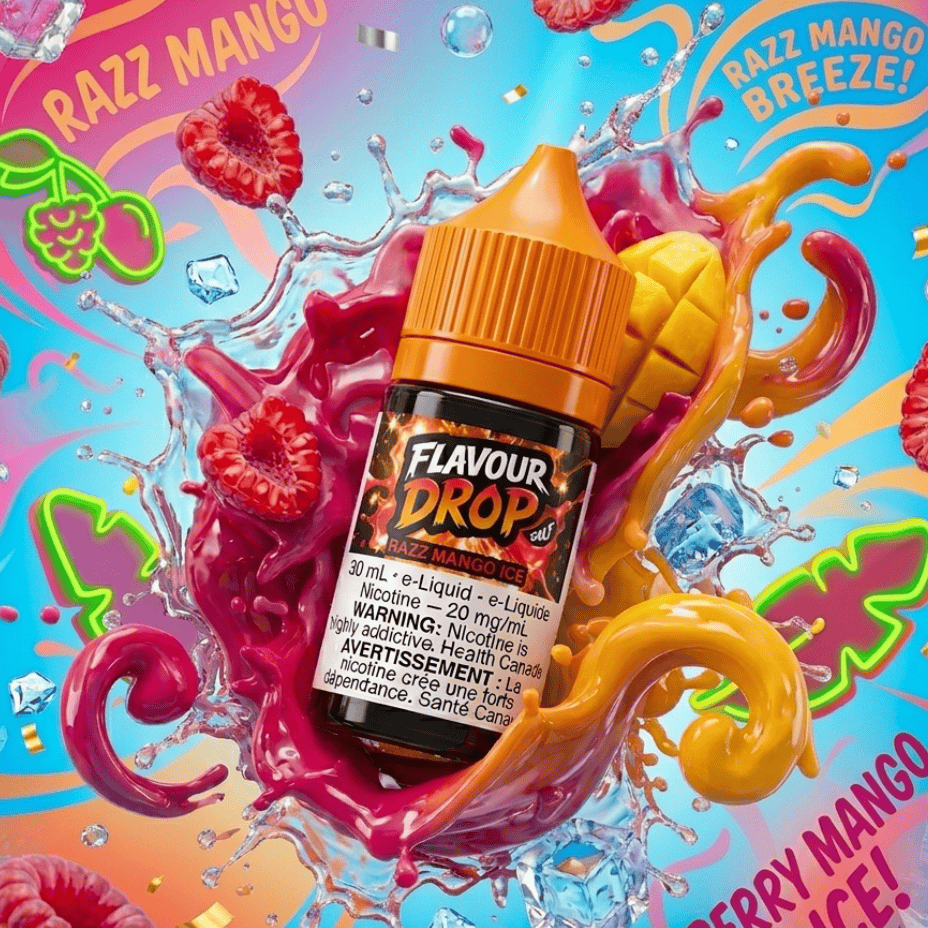 Flavour Drop Salts - Razz Mango Ice 30mL / 20mg Morden Vape SuperStore and Cannabis Manitoba Canada