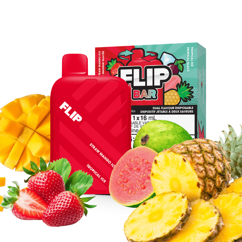 FLIP BAR Disposables 9000 Puffs / 20mg FLIP BAR Disposable Vape- Straw Mango and Tropical Ice-Vape SuperStore