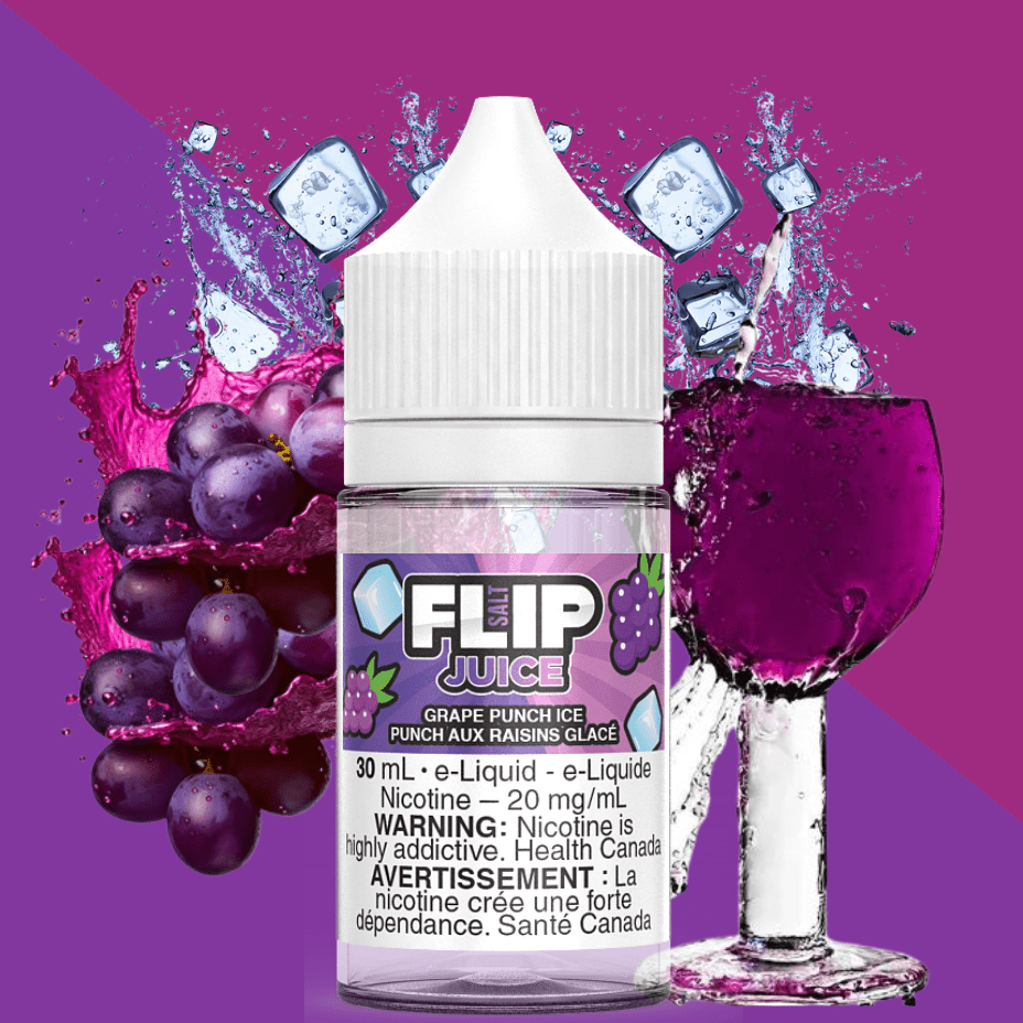 FLIP BAR Salt Nic E-Liquid 30ml / 12mg Grape Punch Ice Salt by Flip Juice-Morden Vape SuperStore Manitoba, CA