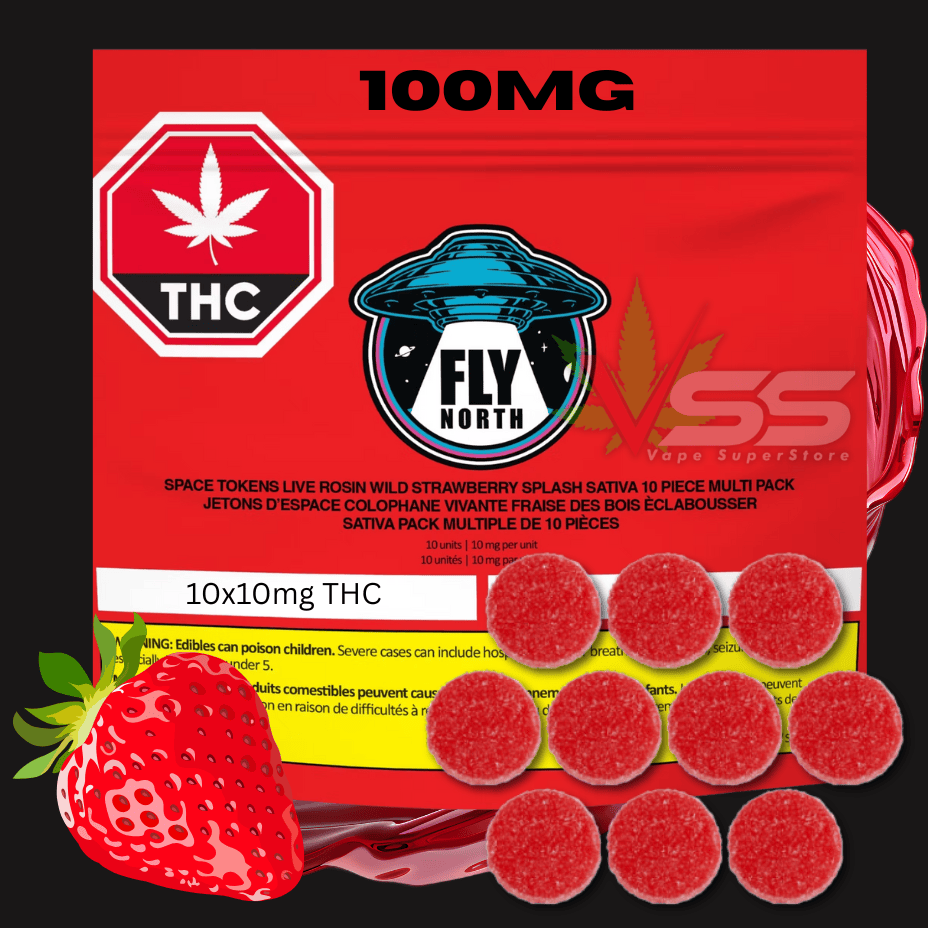 Fly North - Wild Strawberry Splash Live Rosin Soft Chews 10x10mg Morden Vape SuperStore and Cannabis Manitoba Canada