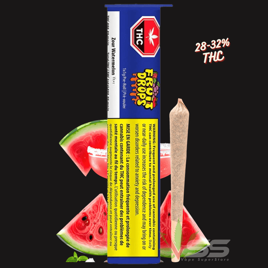 Fruit Drops - Zour Watermelon Sativa Pre-roll 1x1g Morden Vape SuperStore and Cannabis Manitoba Canada