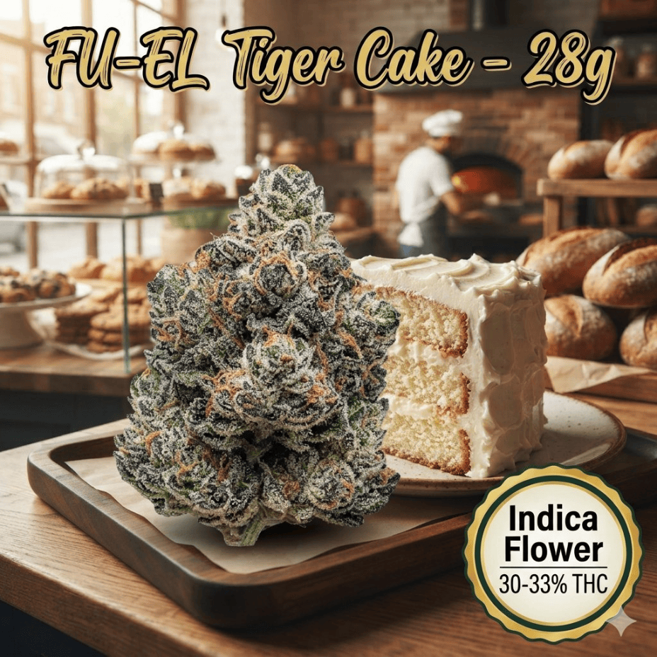 FU-EL Tiger Cake Indica Flower - 28g Morden Vape SuperStore and Cannabis Manitoba Canada