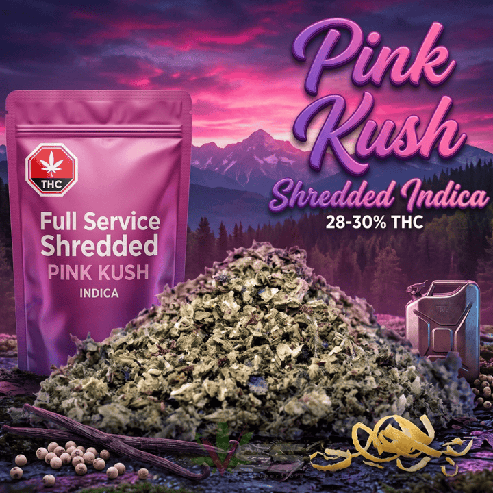 Full Service Pink Kush Shredded Indica Flower-14g Morden Vape SuperStore and Cannabis Manitoba Canada