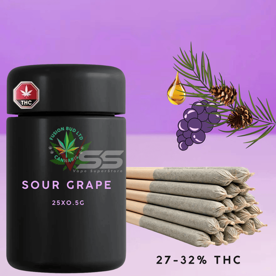 Fusion Buds - Sour Grape Hybrid Pre-rolls 25x0.5g Morden Vape SuperStore and Cannabis Manitoba Canada