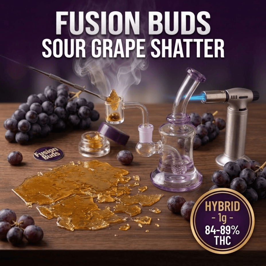 Fusion Buds Sour Grape Indica Shatter - 1g Morden Vape SuperStore and Cannabis Manitoba Canada