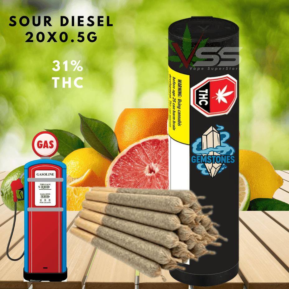 Gemstones Sour Diesel Hybrid Pre-Rolls - 20x0.5g Morden Vape SuperStore and Cannabis Manitoba Canada