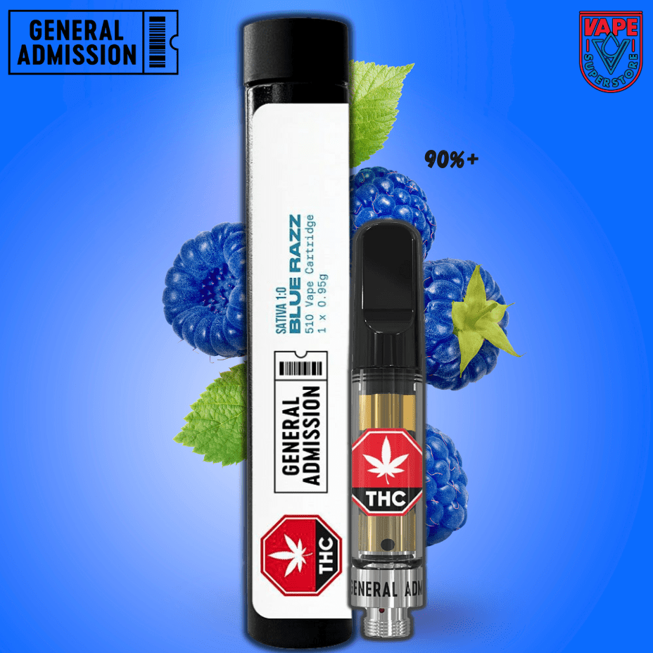 General Admission Blue Razz Distillate Cartridge - 0.95g Morden Vape SuperStore and Cannabis Manitoba Canada