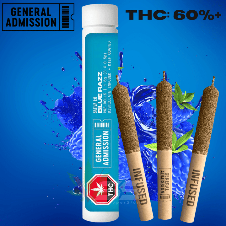 General Admission Blue Razz Infused Pre-rolls 3x0.5g Morden Vape SuperStore and Cannabis Manitoba Canada