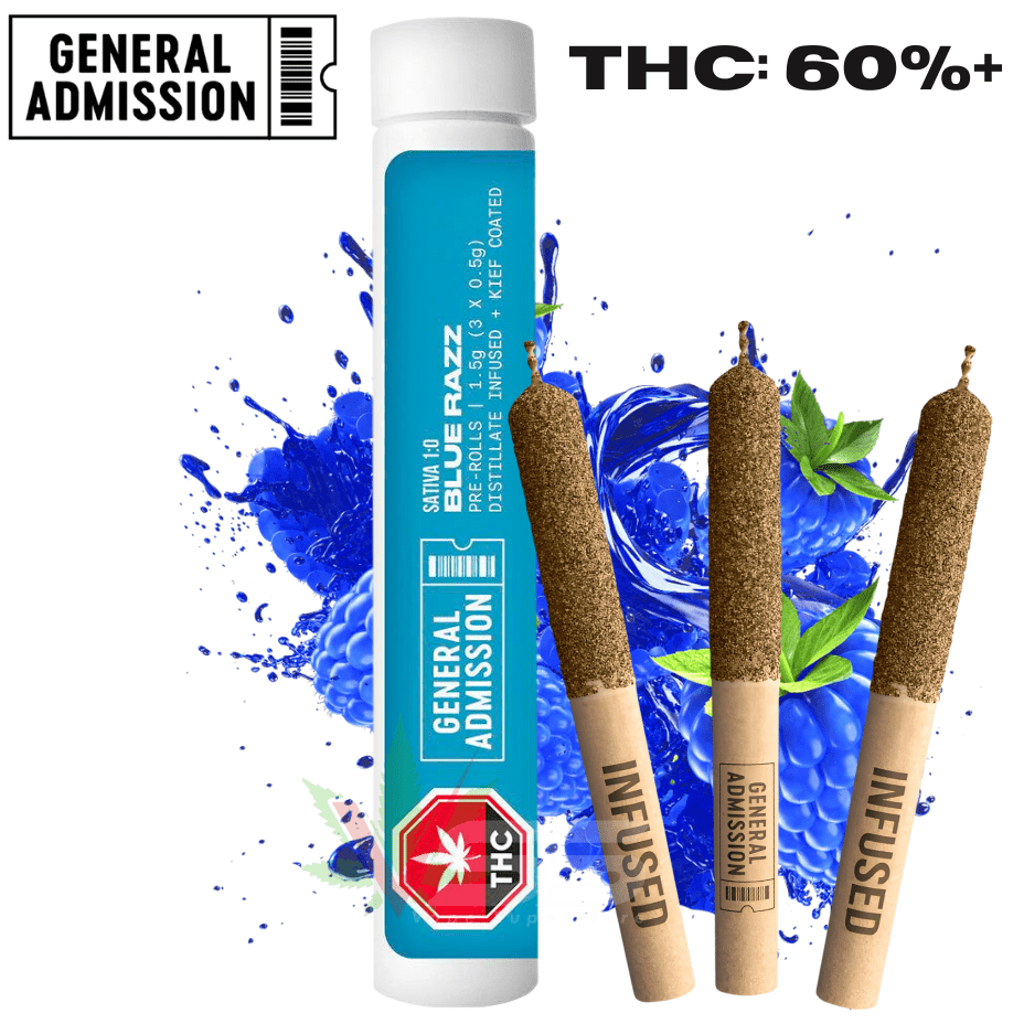 General Admission Blue Razz Infused Pre-rolls 3x0.5g Morden Vape SuperStore and Cannabis Manitoba Canada