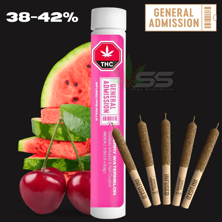 General Admission - Cherry Watermelon Infused Pre-rolls 5x0.5g Morden Vape SuperStore and Cannabis Manitoba Canada