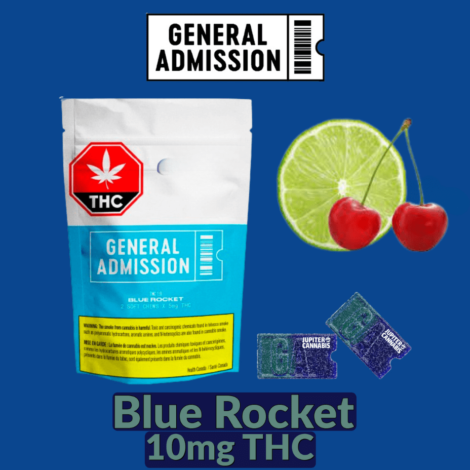 General Admission Edibles 2x5mg General Admission Blue Rocket Indica Gummies - Manitoba