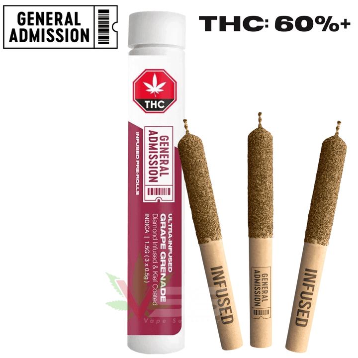 General Admission Grape Grenade Infused Pre-rolls 3x0.5g Morden Vape SuperStore and Cannabis Manitoba Canada