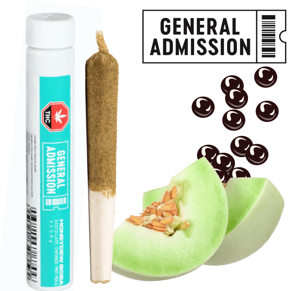 General Admission Pre-Rolls 1x1g General Admission Honeydew Boba Distillate Infused Sativa Pre-Roll-1g-Morden Vape & Cannabis MB, Canada