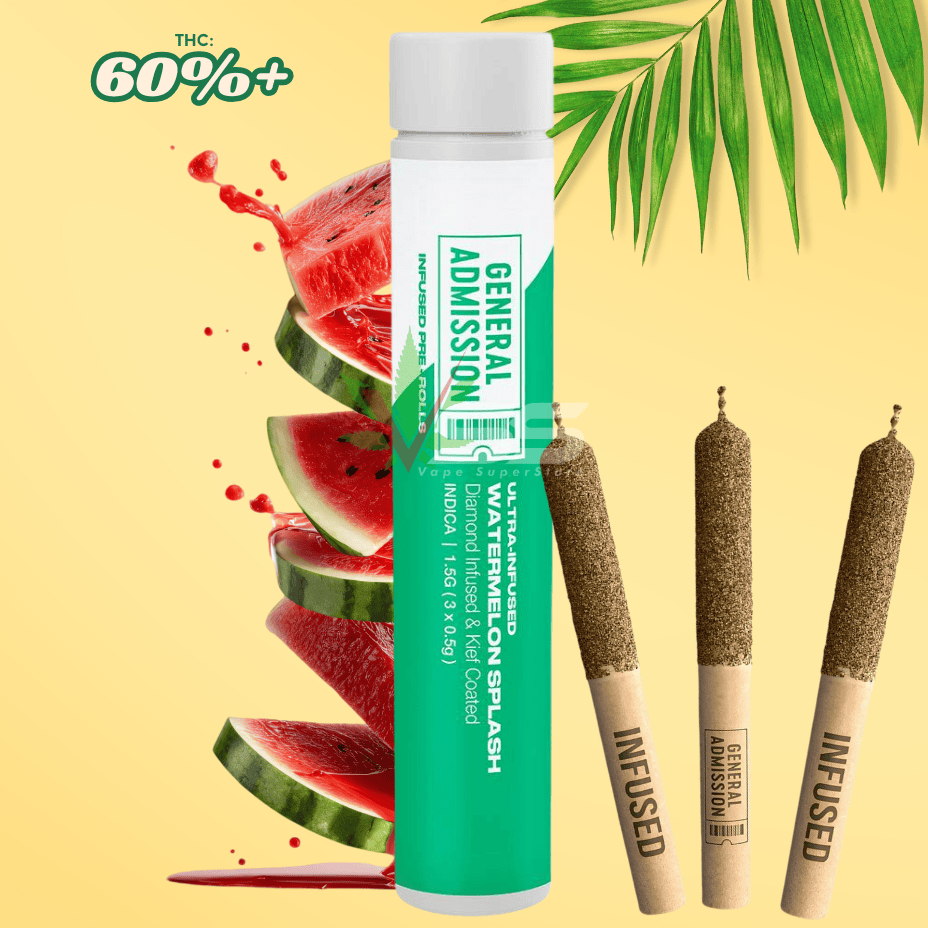 General Admission - Watermelon Splash Infused Pre-rolls 3x0.5g Morden Vape SuperStore and Cannabis Manitoba Canada