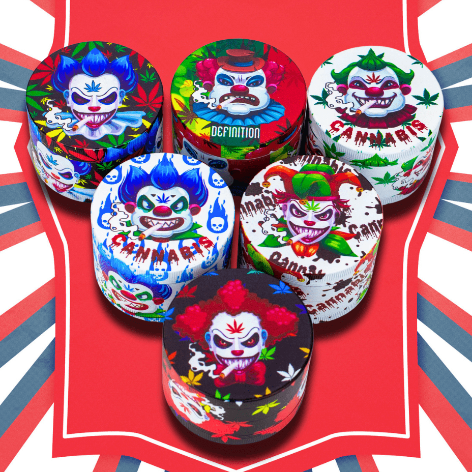 Genie Metal Grinder-63mm 4-Piece Clown Design 63mm / 45mm Morden Vape SuperStore and Cannabis Manitoba Canada