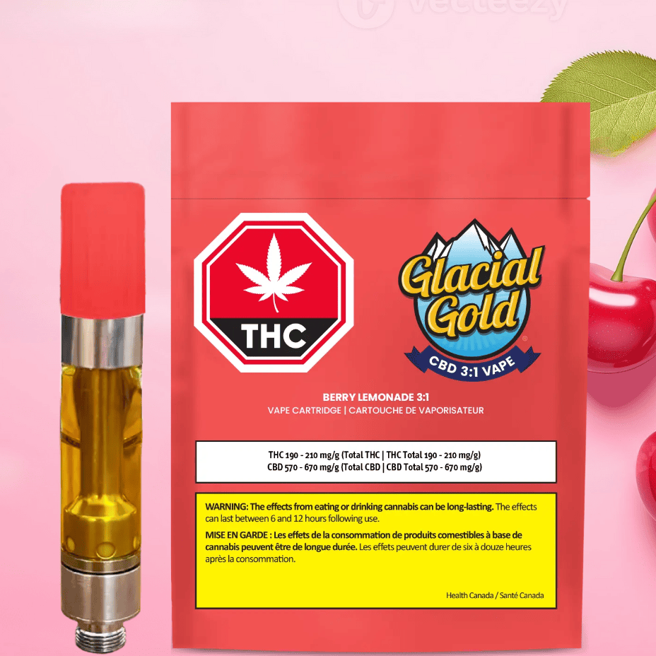 Glacial Gold Berry Lemonade 3:1 CBD/THC AIO Vape-2g Morden Vape SuperStore and Cannabis Manitoba Canada