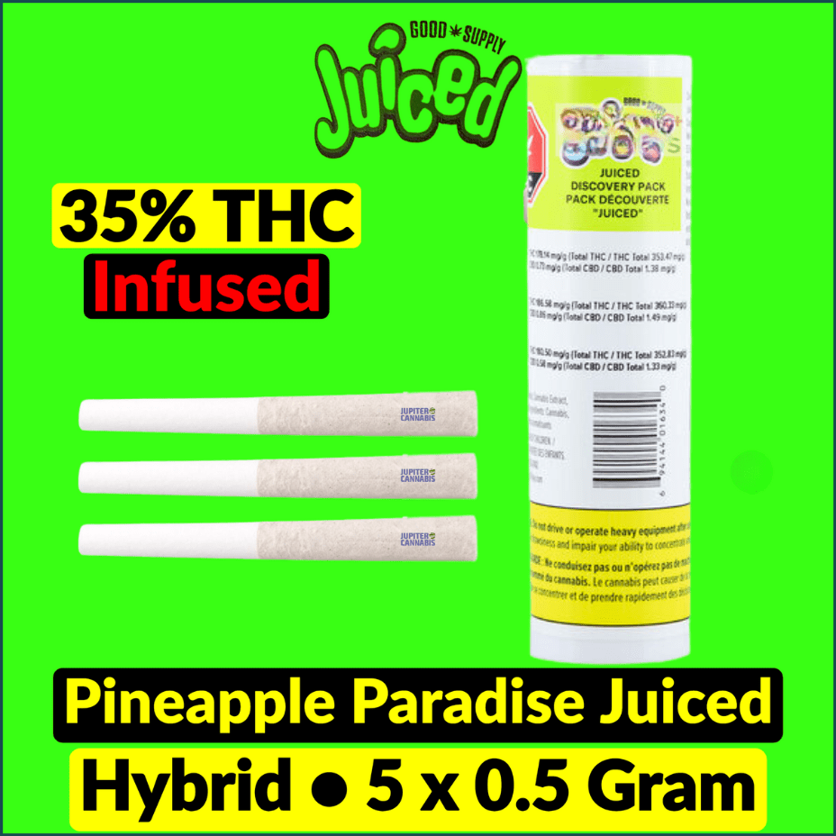 Juiced Pre-Rolls 5x0.5g Good Supply Pineapple Paradise Juiced Hybrid Pre-Rolls-Morden Vape & Cannabis MB, Canada