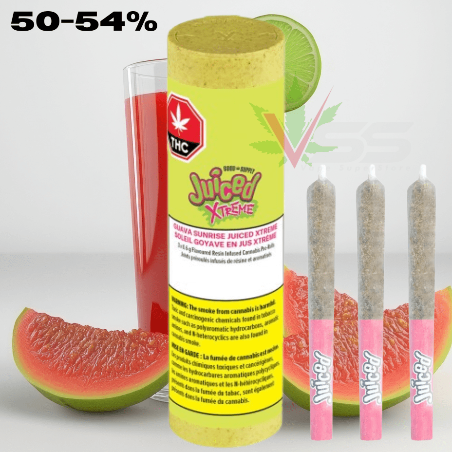 Good Supply Juiced Xtreme Guava Sunrise Infused Pre-rolls 3x0.6g Morden Vape SuperStore and Cannabis Manitoba Canada
