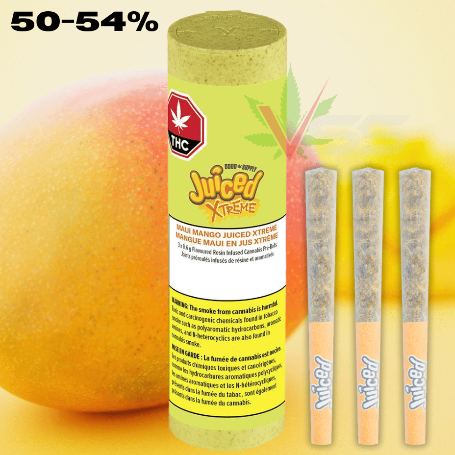 Good Supply Juiced Xtreme Maui Mango Infused Pre-rolls 3x0.6g Morden Vape SuperStore and Cannabis Manitoba Canada